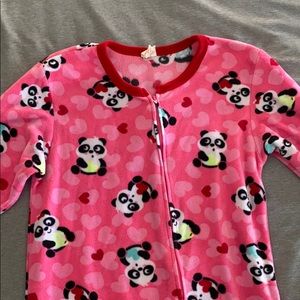 Kids Feetie Panda and Hearts Pajamas